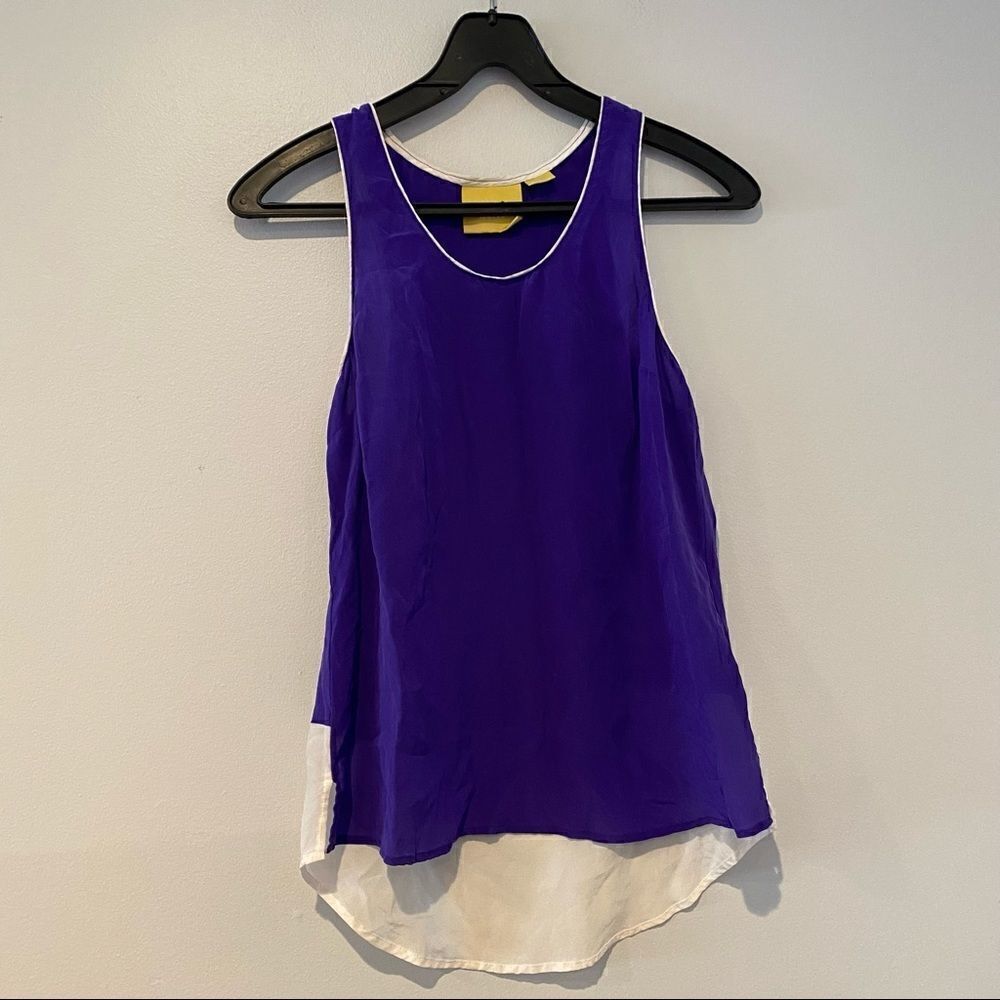 Maeve Colorblock Silk Hi Lo Tank Top Size 2